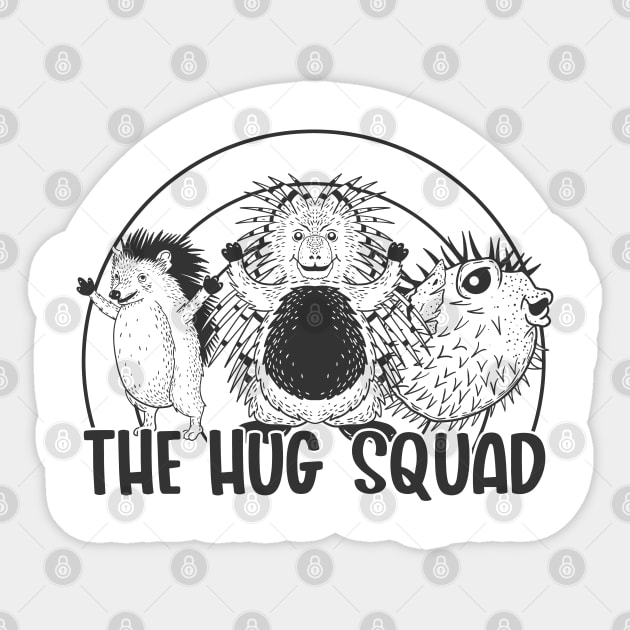 Hug Squad Mono Dark Sticker by nickbeta